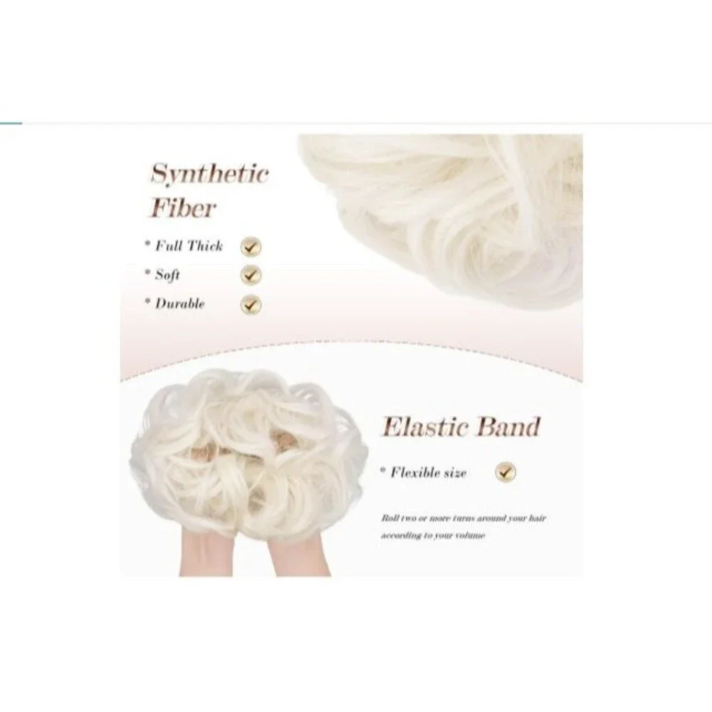 FESHFEN Messy Bun Hair Piece Curly Wavy Large Hair Bun Scrunchies Extensions Lig